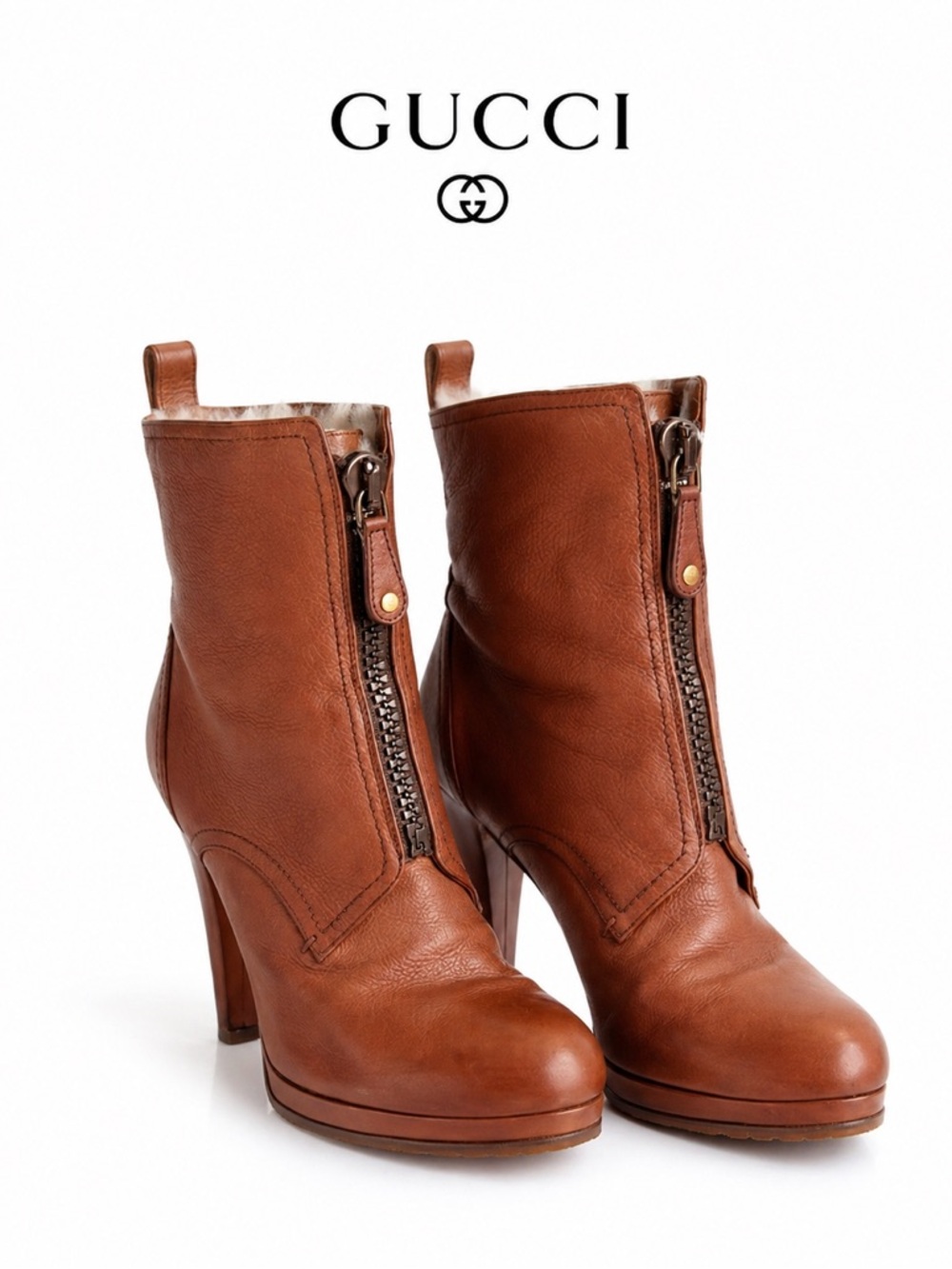 Gucci Brown Leather Ankle Boots – Size 39C 8-8,5 (Wide Fit)
